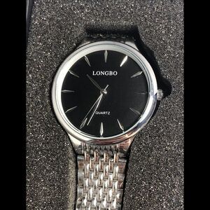 Longbo 80302G Stainless Steel Analog Black Dial Quartz Genuine Watch BW117